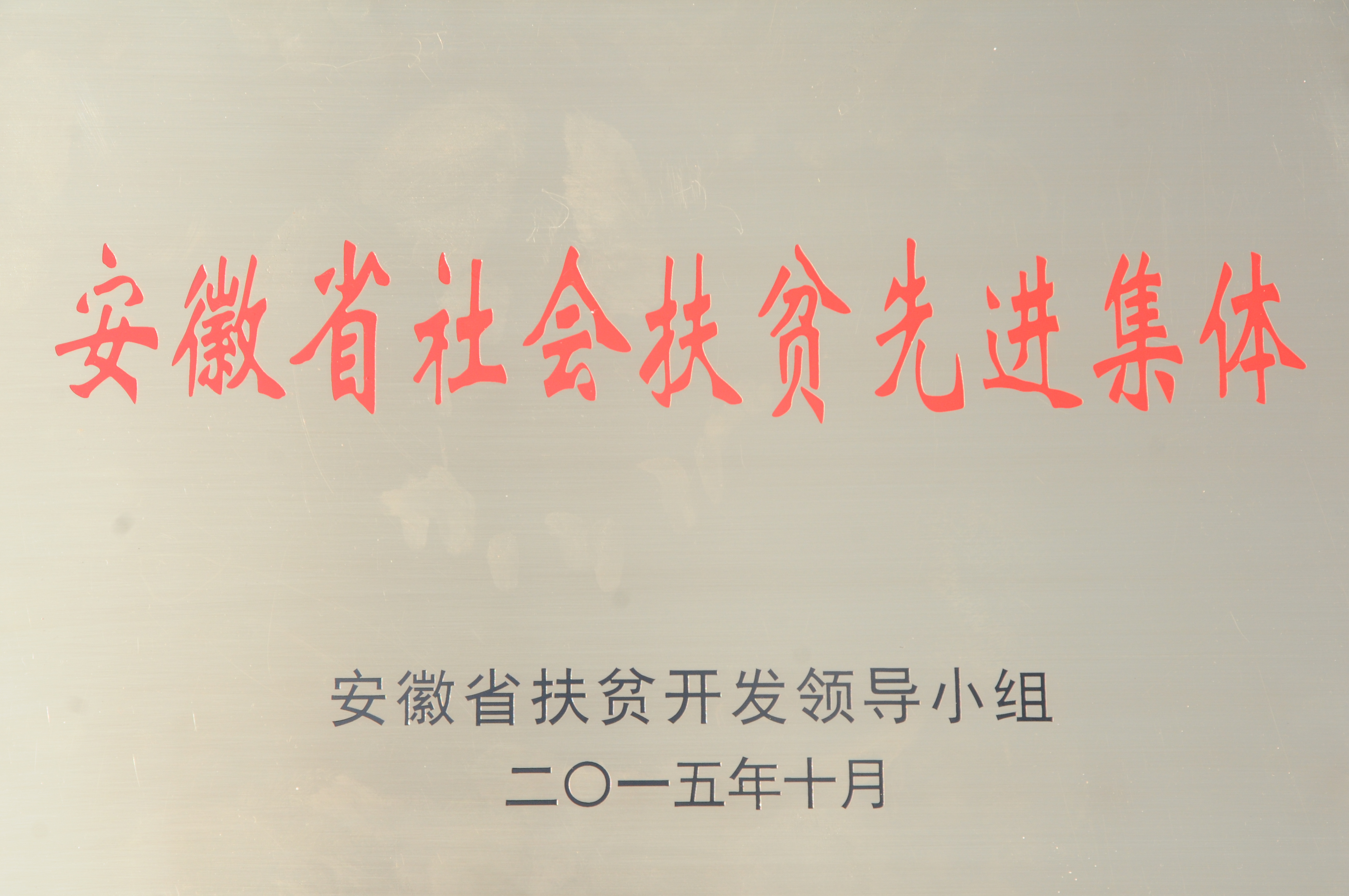 我公司荣获安徽省社会扶贫先进集体称号